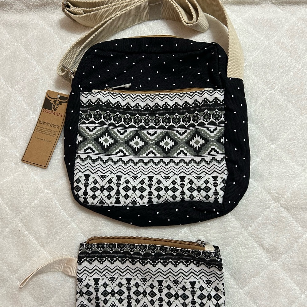 Original Yoomall  Black and White Patterned Women's Bag Set